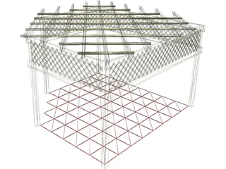 Wood Pergola 3D Model preview