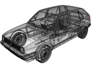 Volkswagen Golf GL (1990) 3D Model preview