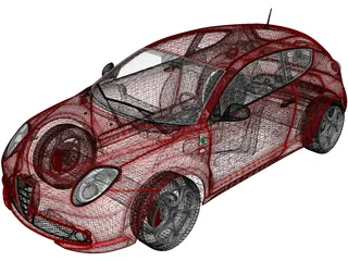 Alfa Romeo MiTo Quadrifoglio Verde (2014) 3D Model preview