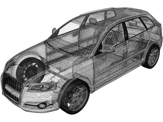 Audi A3 Sportback (2011) 3D Model preview
