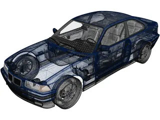 BMW 318i Coupe (1993) 3D Model preview