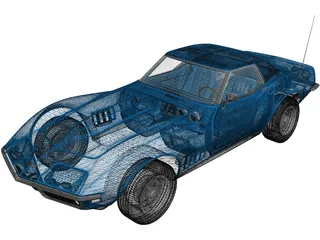 Chevrolet Corvette Convertible (1968) 3D Model preview