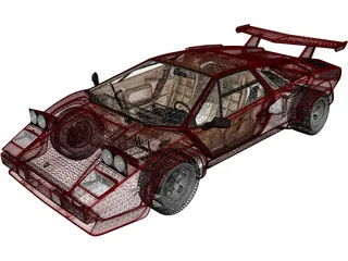 Lamborghini Countach 5000 QV (1985) 3D Model preview