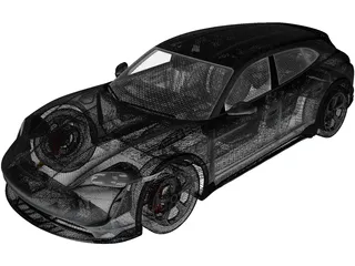 Porsche Taycan 4S Cross Turismo (2021) 3D Model preview