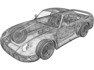 Porsche 959 (1987) 3D Model preview