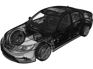 Saab 9-3 Sport Sedan (2008) 3D Model preview