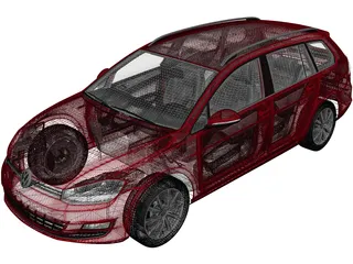 Volkswagen Golf Variant (2014) 3D Model preview