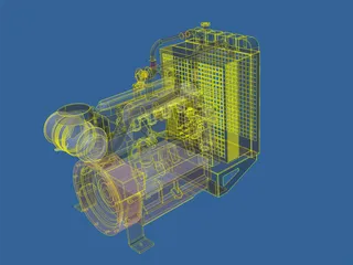 Diesel Motor 3D Model preview