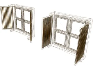 Double Shutter Window 3D Model preview