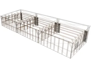 World War I Era Aircraft Hangar 3D Model preview