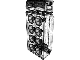 Ampeg Bass Amp with Speaker 3D Model preview