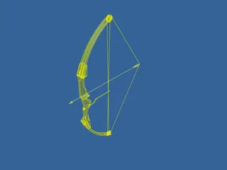 Drawn Hunting Bow 3D Model preview