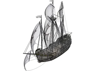 Santa Maria Sailing Ship 3D Model preview