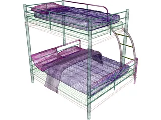 Double Bunk Bed 3D Model preview