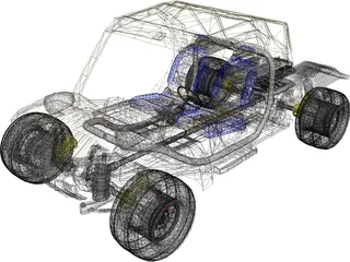 Racing Car 4x4 3D Model preview