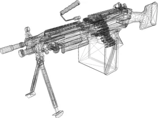 M249 Machine Gun 3D Model preview