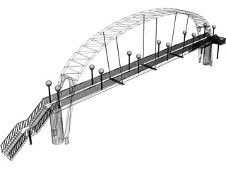 Suspension Arch Walkway Bridge 3D Model preview