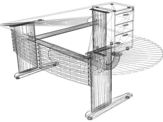 Desk with Extention 3D Model preview