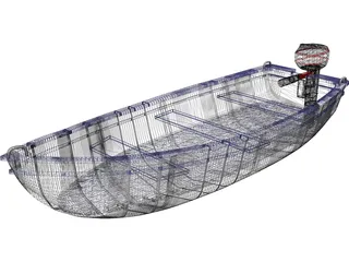 Boat with Outdoor Motor 3D Model preview