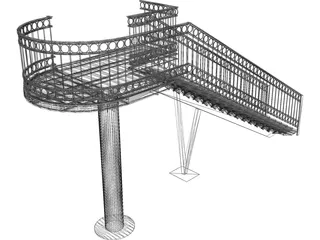 Stairs with Pedestal 3D Model preview