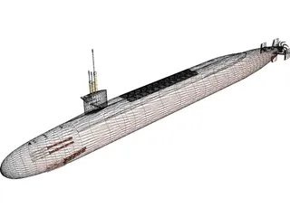 Ohio SSBN Nuclear Ballistic Missile Submarine 3D Model preview