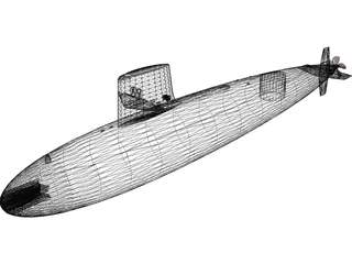 Skipjack SSN Submarine 3D Model preview