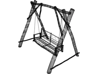 Swing Wooden Chair 3D Model preview