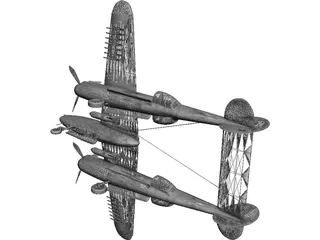 Lockheed P-38 J/L Lightning 3D Model preview