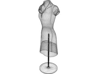 Female Mannequin Bust and Dress 3D Model preview