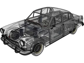 GAZ 21 Russian Classic Car 3D Model preview
