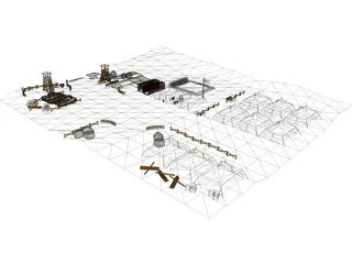 US Military Camp 3D Model preview