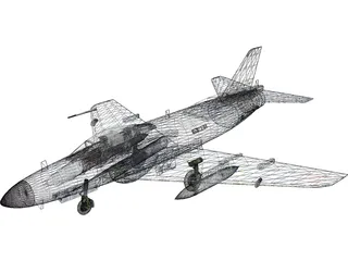 SAAB J-32E Lansen 3D Model preview