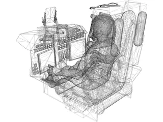 Fighter Cockpit with Seat 3D Model preview
