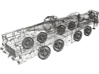 Scud Missile Launcher Maz 3D Model preview