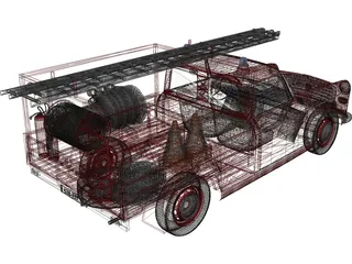 Peugeot Pickup Fire Truck 3D Model preview