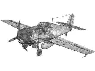 Grumman F4F-4 Wildcat 3D Model preview