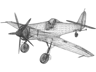 Hawker Sea Fury FB 11 3D Model preview