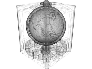 Globe in Cube Frame 3D Model preview