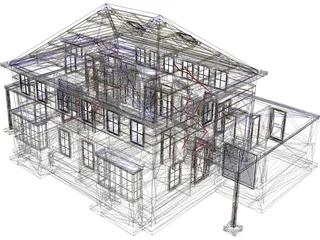 Dutch 2 Family House 3D Model preview