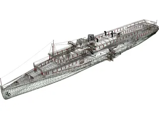 Rheundampfer Goethe Steam Ship 3D Model preview