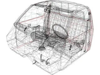 Interior Toyota Pickup (1990) 3D Model preview