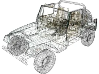 Jeep Wrangler (1989) 3D Model preview