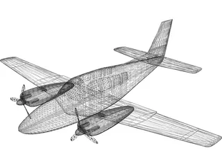 Beechcraft Baron 58 3D Model preview
