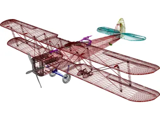 Biplane Curtiss Jenny 3D Model preview