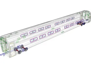 Amtrak Coach 3D Model preview
