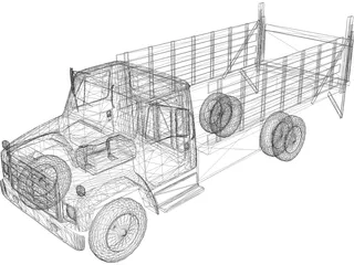 International Flatbed Truck 3D Model preview