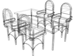 Table and Chairs 3D Model preview