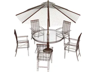 Table Set Patio 3D Model preview