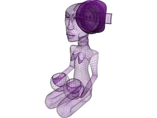 Africa Women Statue 3D Model preview
