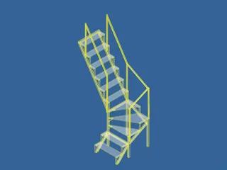 Angle Stairs Garden 3D Model preview
